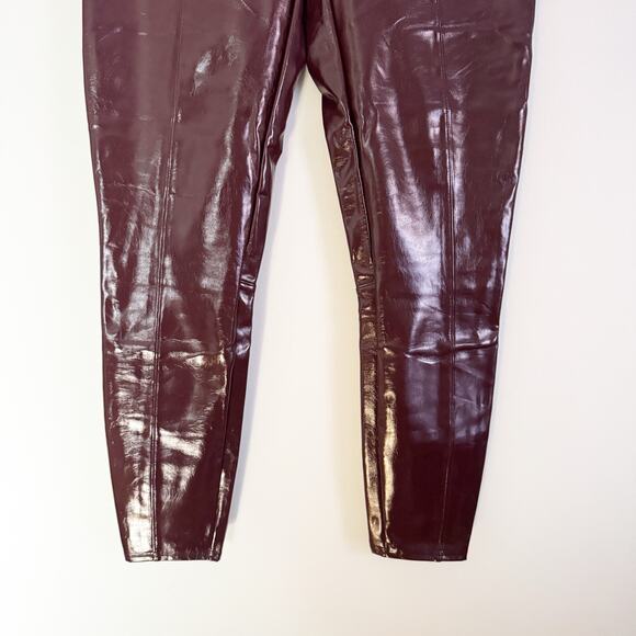 SPANX Faux Patent Leather Leggings Ruby Burgundy XL - Picture 6 of 11